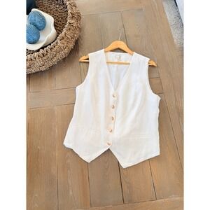 Wonderly Button Front Vest Womens White Large L